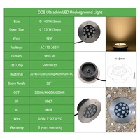 IP67 imperméabilisent la lampe souterraine de 12W LED pour la conception incorporée extérieure d'éclairage d'éclairage de paysage de parc
