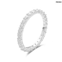 Bague de fiançailles de mariage en argent Sterling 925 pour femme, Bijoux fins, diamant de 2mm, taille ronde, bague Moissanite d'éternité