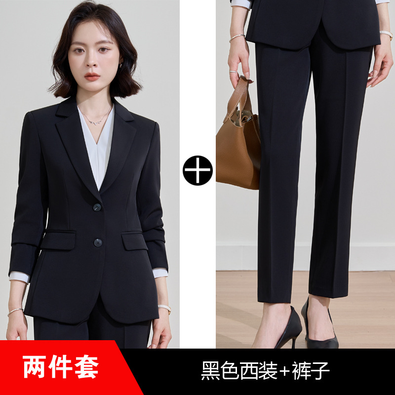 Black suit cropped trousers