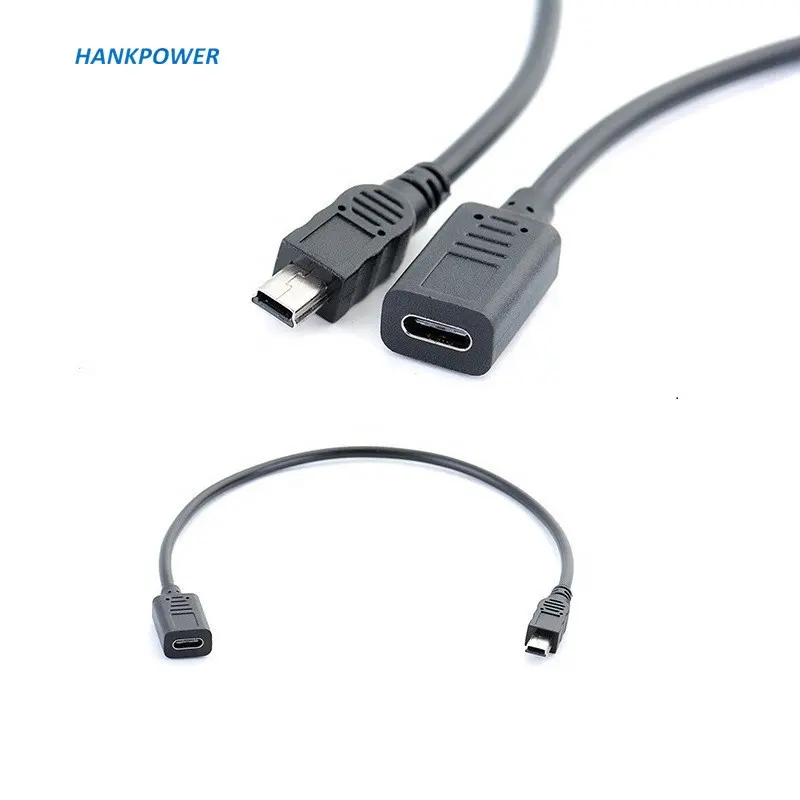 Mini USB To Type C Charging Data Cable Micro USB Male To USB C Female Extension Cable