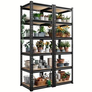 Estantería Metálica Ajustable Sin Tornillos con Ranuras y Tablero de Madera para Almacenamiento en Hogar, Almacén o Garaje - Product Image 4