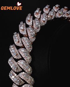 Collar de Cadena Cubana Chapado en Oro Rosa de 14K Personalizado al por Mayor con Incrustaciones de Diamantes, Joyería Hip Hop - Product Image 5
