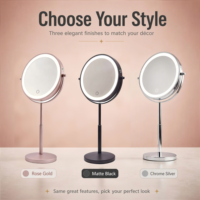 Miroir de maquillage LED à hauteur réglable avec commande tactile, grossissement 3X, miroir de beauté intelligent avec luminosité réglable OEM ODM