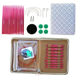 Manufacturer Wholesale Ring Needle Sweater Needle Set Bright Red Crocheting Kit Knitting Needles Set