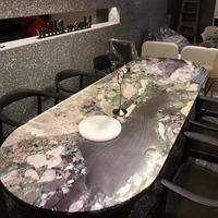 Table d'appoint en pierre naturelle, meuble de salon, Table basse ronde en marbre de luxe