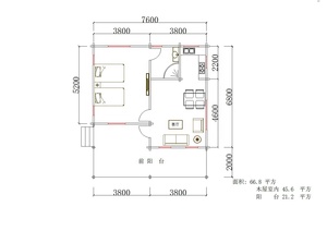 Cabaña de Madera Prefabricada al por Mayor, Casa de Madera Personalizada, Cabaña para Vacaciones, Casa Pequeña de Dos Dormitorios con Sala de Estar Familiar - Product Image 2