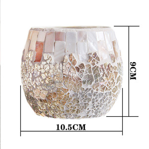 Portavelas de Vidrio Mosaico Redondos de 10.3 cm, Centro de Mesa, Portavelas Aromáticos de Vidrio Multicolor, Vasos para Velas - Product Image 3