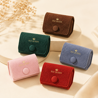 Pochette à anneaux miniature en velours de luxe avec bouton pression, multicolores, pour bagues de fiançailles et de mariage, boucles d'oreilles, rangement de bijoux, cadeau