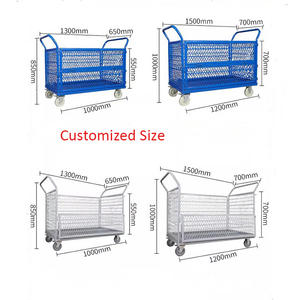 Chariot d'atelier d'entrepôt de logistique d'usine avec le chariot de stockage de barrière chariot en acier de cage de stockage de véhicule d'entrepôt - Product Image 2