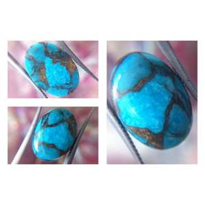 Turquesa Azul Cobre Sintética, Cabujón de Piedra Preciosa Suelta con Reverso Plano y Liso, Venta al por Mayor, Precio Más Barato, Corte Oval Calibrado de 10x14mm - Product Image 3