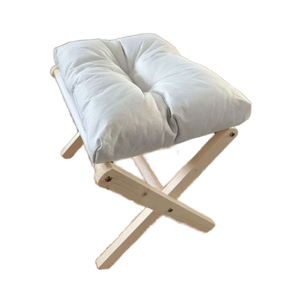 Tabouret pliant repose-pieds avec bois X jambes coussin en mousse épaisse maquillage vanité tabouret <span class=keywords><strong>chaise</strong></span> petit rembourré pour chambre salon - Product Image 5