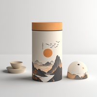 Boîte à thé cylindrique de luxe personnalisée, série Advantage, papier kraft doré de luxe, feuille d'or UV, boîtes cadeaux en papier gaufré de luxe pour