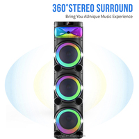 AO-3107 Altavoz Inalámbrico de 10 Pulgadas con Subwoofer, Altavoz de Madera para Fiestas con Luces RGB de Colores, para Eventos, DJ, HIFI, Karaoke, Altavoces BT