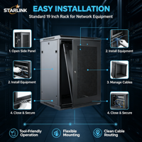 Rak Server Jaringan Baja 15U 19 Inci untuk Pemasangan di Dinding, Kabinet Pusat Data dari Produsen Starlink