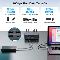 19'u 1 Arada USB-C Bağlantı İstasyonu Üçlü Ekran 4K 60Hz, 100W PD Girişi, 18W Çıkış, USB 3.2/3.0 Hub, 1000Mbps LAN, SD/TF Kart Okuyucu