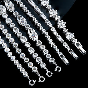 Pulsera de eslabones de cadena de plata 925 con moissanita certificada GRA de color D, estilo tenis, con incrustaciones de circonitas, ideal para regalo de boda, fiesta o moda. - Product Image 2