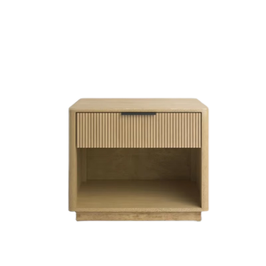 Mesita de Noche Moderna de Madera Maciza de Roble con 1 Cajón, Acabado Espejado, Diseño Plegable, Estilo Nórdico para Hogar y Hotel - Product Image 1