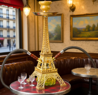 Vente chaude Paris Tour Narguilé Shisha 2 Tuyaux Sheesha Huka Narguile Portable Mini Shisha Narguilé Double Tuyaux