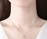Wish Jewelry Collier pendentif de mariage en Moissanite en argent sterling 925 1-2 carats rond Excellent Cut Pass Diamond Test D Color