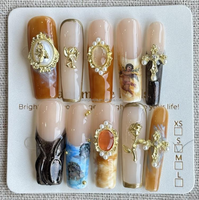 Faux ongles élégants en acrylique, faits main, style simple, couvrance totale, longueurs courtes/moyennes/longues, fournisseur OEM ODM, 10 paires