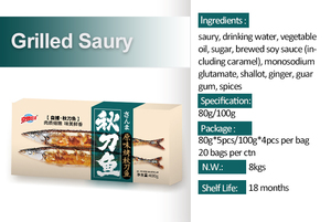 Pescado Saury Salado <span class=keywords><strong>y</strong></span> Asado Congelado Saludable, Snacks de <span class=keywords><strong>Mariscos</strong></span> a Granel, Halal, Sin Conservantes, Alto en Proteínas, Pescado Sanma Japonés Shio Yaki - Product Image 4