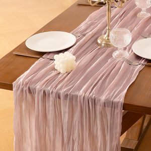 Nappe <span class=keywords><strong>de</strong></span> fromage translucide en gaze moderne personnalisée <span class=keywords><strong>de</strong></span> toutes les couleurs pour la maison, <span class=keywords><strong>mariage</strong></span> ou fête, chemins <span class=keywords><strong>de</strong></span> <span class=keywords><strong>table</strong></span> inclus - Product Image 5