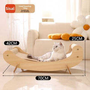 Rascador para Gatos con Cama, 23.6 Pulgadas, Sisal Natural, Marco <span class=keywords><strong>de</strong></span> Madera Sólida, Diseño Moderno y Minimalista, Resistente a los Arañazos, Fácil <span class=keywords><strong>de</strong></span> Montar, en Caja - Product Image 5
