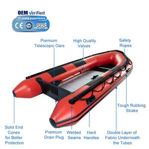 Bote <span class=keywords><strong>de</strong></span> Rescate Inflable Reachsea <span class=keywords><strong>de</strong></span> PVC y Aluminio para <span class=keywords><strong>6</strong></span> Personas, 3.8m, Color Negro y Rojo, con Espejo <span class=keywords><strong>de</strong></span> Popa, en Venta - Product Image 4