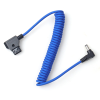 Kabel DC 5.5x2.5mm Sudut Siku Male ke D-Tap Inti Tembaga Berlapis Nilon Biru untuk Lampu Kamera Video