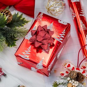 Red Christmas Wrapping Paper 17 In X 32.8 Ft Tree Design Single Side Coated Gift <b>Wrap</b> For Holiday Crafting Recyclable - Product Image 4