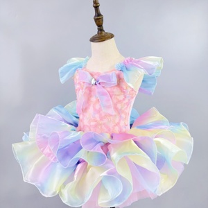Costume da Balletto per Bambine per <span class=keywords><strong>Capodanno</strong></span>, Abito da Principessa Vaporoso, Piccolo Cigno con Paillettes e Tulle Arcobaleno per Spettacoli - Product Image 5