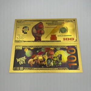 4 Diseños de Billetes de Banco de Anime Americano Inside Out con Hoja de Oro, Billetes de Banco de Plástico Chapados en Oro de 24K, Regalos - Product Image 4