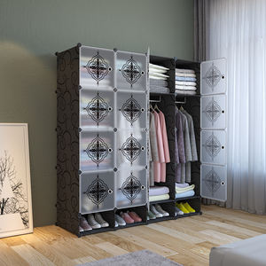 Rangement de vêtements en plastique pas cher à 16 cubes avec un porte-chaussures à une seule couche - Product Image 1