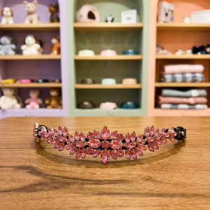 Elegant Leather Western Equestrian Browband <b>Pink</b> Floral Bling Fancy <b>Stitching</b> Riding Full Cob CB-96 Model From Uttar Pradesh - Product Image 3