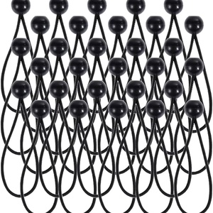 Cuerdas Elásticas Negras de Alta Calidad de 12 Pulgadas, 50 Unidades, Cuerdas Elásticas Resistentes con Bolas para Lona, para Atar Paquetes - Product Image 6