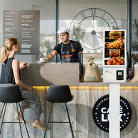 Kiosque en libre-service tactile capacitif 23,8/27/32 pouces avec imprimante et lecteur de carte de crédit pour la commande, la navigation des menus pour les restaurants de restauration rapide et les cafés