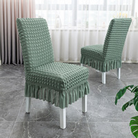 Housse de chaise universelle à dossier haut, à volants, couleur unie, en polyester et élasthanne, style moderne, lavable en machine, personnalisable, prix de gros abordable