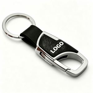 Wholesale <b>Personalized</b> Metal With Logo Pu Leather Keyholder for Dealer Promo Business Gift Custom Car <b>Keychain</b> - Product Image 1
