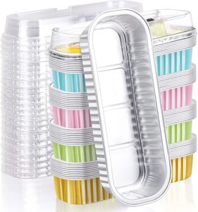 Mini Aluminum Loaf <b>Pan</b> with Plastic <b>Lid</b> and Spoon Perfect for Baking & Takeaway - Product Image 1