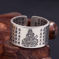 Bague Bouddha Anello Buddha Heart Sutra Otto Patroni Simple Dominante Bague Bouddha Ouverte