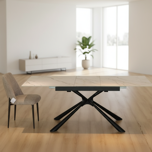 <span class=keywords><strong>Tavolo</strong></span> da Pranzo Rettangolare Allungabile Moderno di Lusso con <span class=keywords><strong>Gambe</strong></span> in Metallo e Piano in Ceramica e <span class=keywords><strong>Vetro</strong></span> Temperato <span class=keywords><strong>per</strong></span> Arredamento Casa 4 - Product Image 4