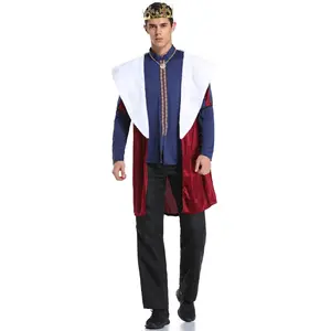 M-XL Male Play King And Queen Costume Fairy Tale Drama Queen Party Costume Cosplay Halloween Costume