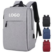 Sac à dos d'ordinateur portable pour hommes d'affaires avec logo personnalisé, design imperméable USB, sac à dos d'école pour ordinateur portable, durable et léger