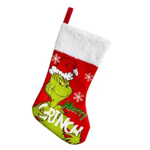Hot Sales Christmas Stocking Logo Embroidery Home Decor Merry Christmas Ornaments 2024 Decorative Socks Stockings
