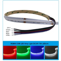 Bande LED COB Flexible RVBW en Cuivre à Contrôle Vocal Intelligent, Ruban Lumineux IP20 CE RoHS Dimmable 5M DC24V 16W Découpable IRC80