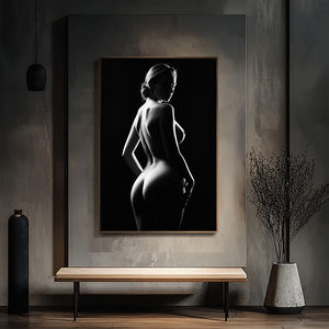 Retrato en blanco y negro moderno de mujer desnuda, tamaño personalizado, arte de pared de cristal, hogar, sala de estar, lienzo Sexy para mujer, pintura decorativa - Product Image 4