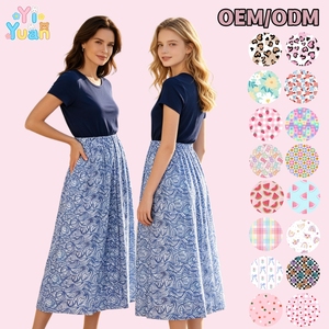 Precioso Vestido de Verano para Mujer con Cuello Redondo y Diseño de Ondas Azules, Cintura Elástica Fruncida, Ropa Casual - Product Image 1