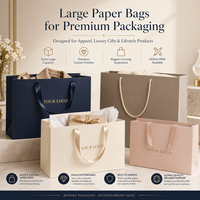 Sac en papier de luxe robuste avec poignée en ruban satiné et autocollants en papier de soie personnalisés pour boutique de vêtements