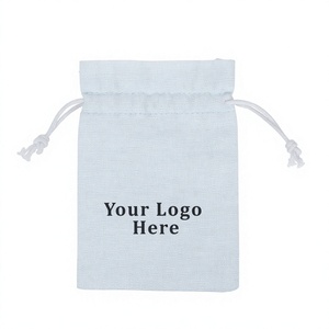 Wholesale Light Gray Biodegradable Cotton Jewelry Organizer Pouch With Custom Logo Handmade Indian <b>Drawstring</b> Gift Packaging Bag - Product Image 2