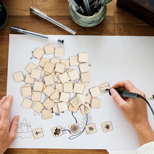Laser Engraving <strong>Piece</strong> Blanks Natural Wooden Slices Unfinished Square <strong>Wood</strong> for DIY Craft Coaster Decoration - Product Image 5